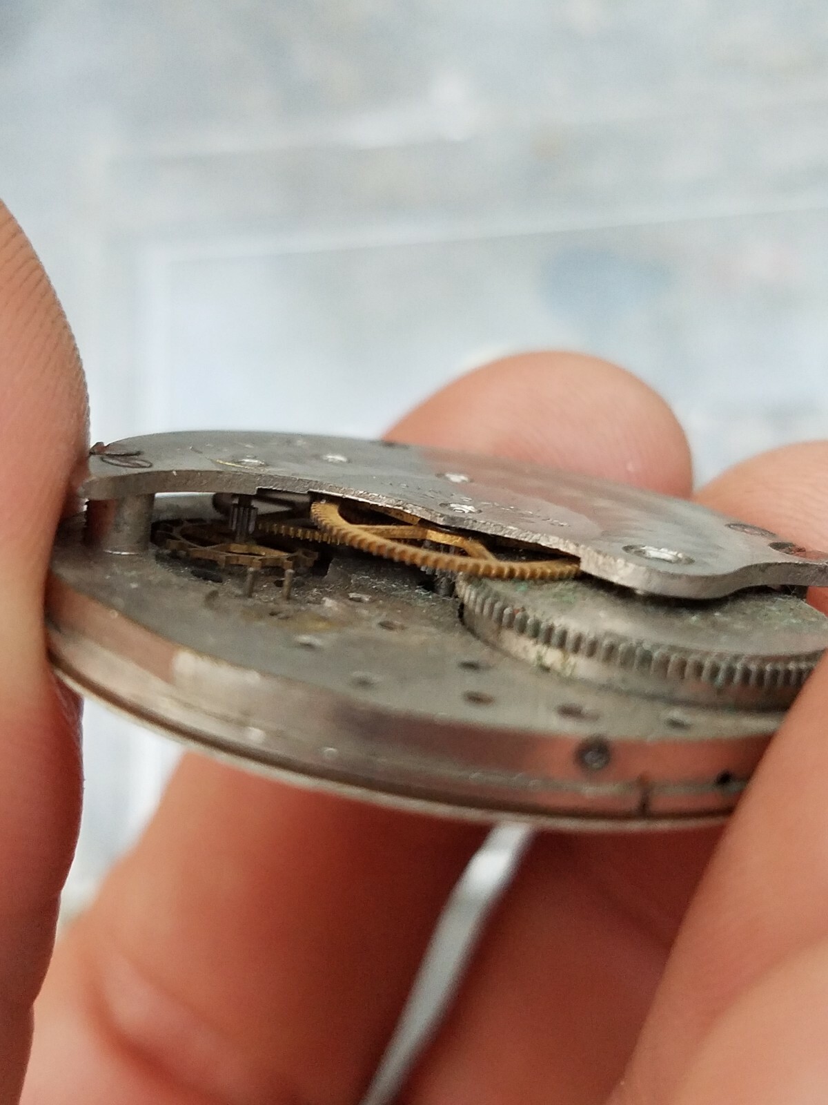 Antique Trenton Watch Co Hunting Case Pocket Watch Movement Parts 34.6mm