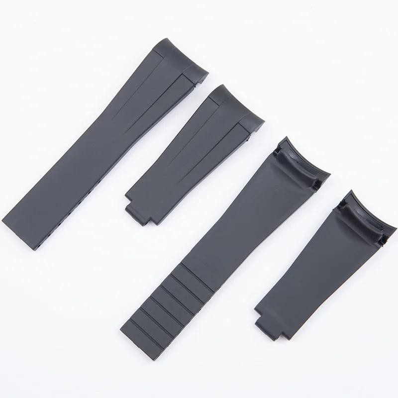 New 20mm/ 21mm/ 22mm Black Silicone Rubber Watch Strap Band for Rolex Oyster