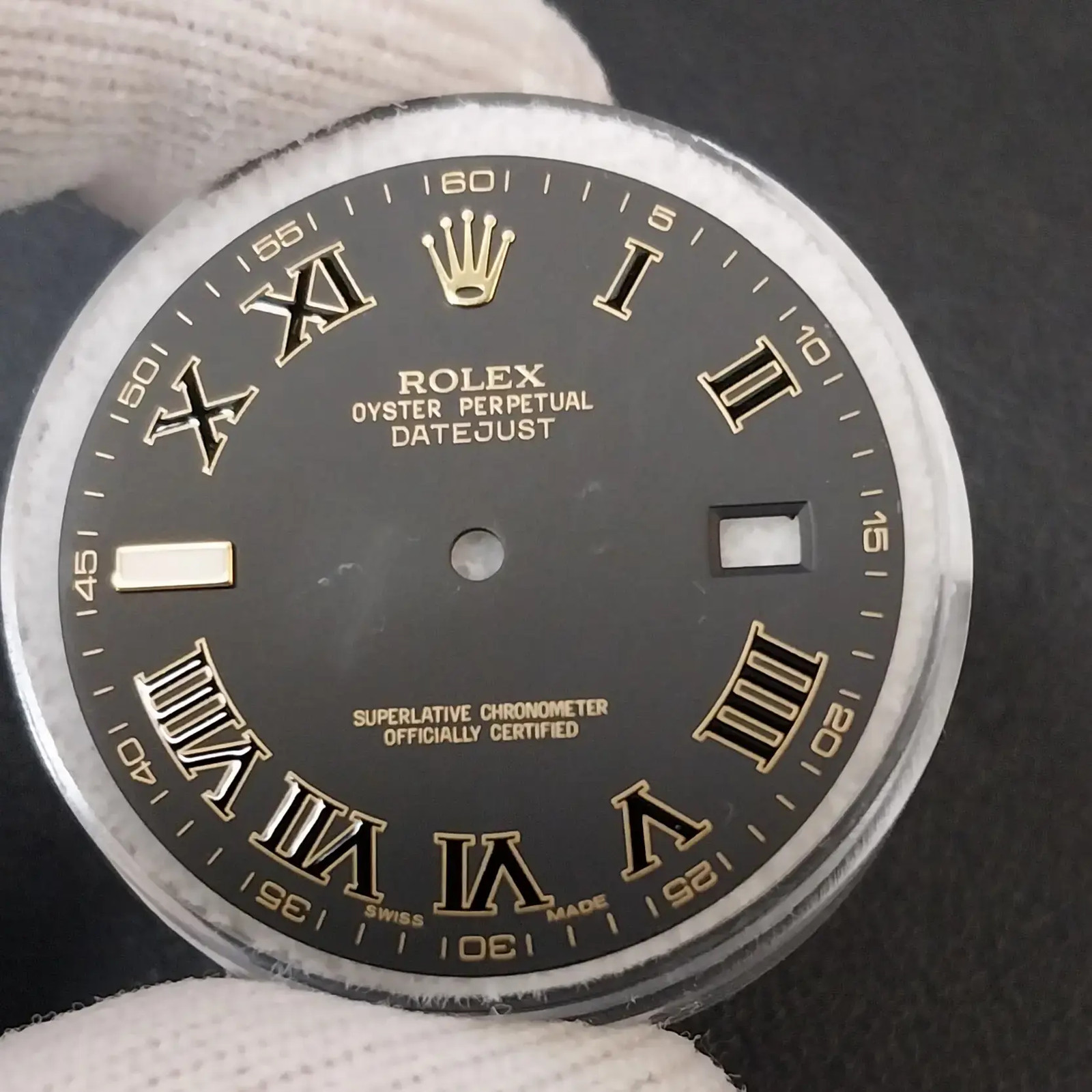 Rolex Oyster Perpetual Datejust Black Roman Numerals Grey Watch Dial 116333