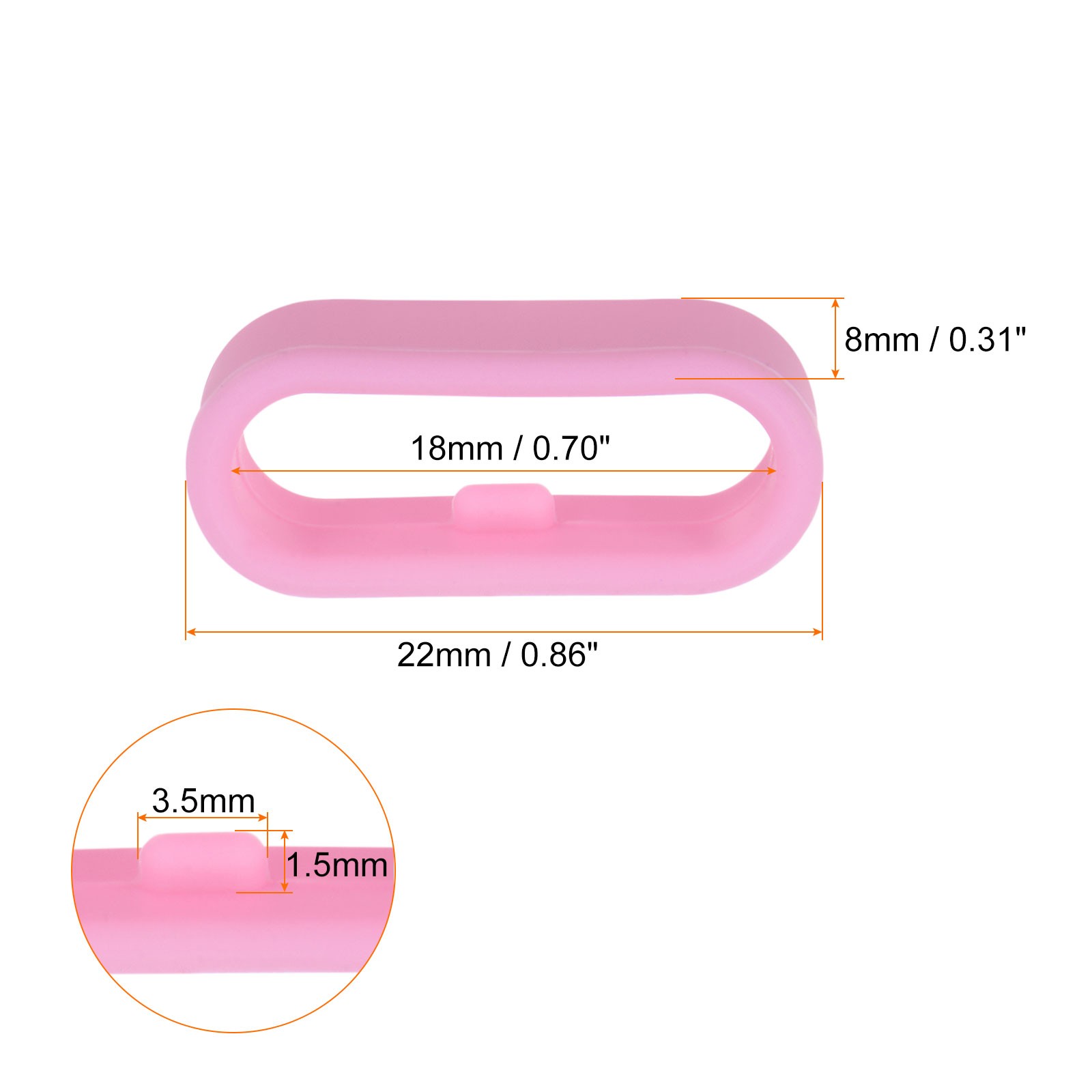 10Pcs Watch Band Strap Loops Silicone Fastener Rings for 18mm Band, Pink