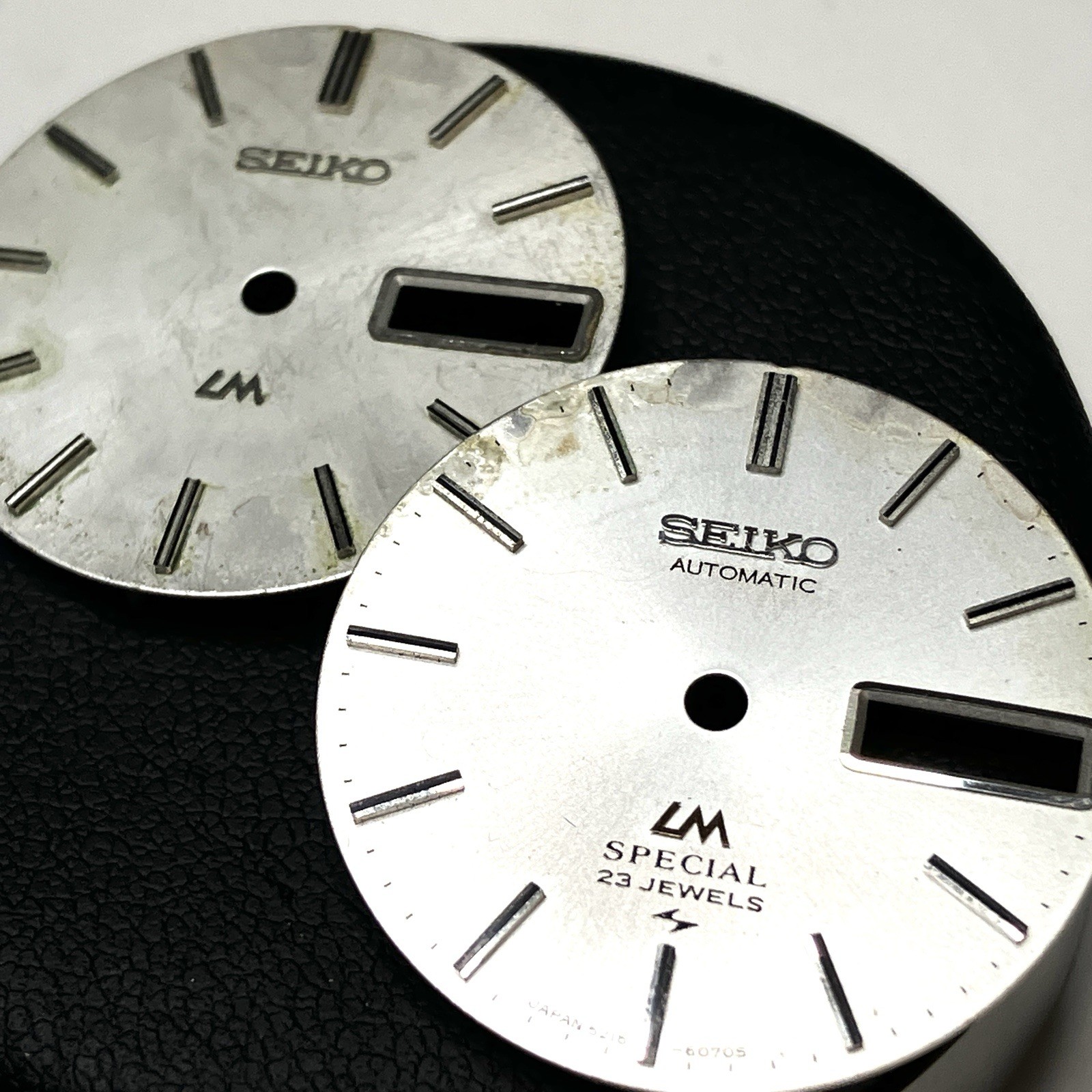 2 Vintage Seiko Lord Matic LM Special 23J Dials Lot 26.5mm Aged Wear Japan 5216