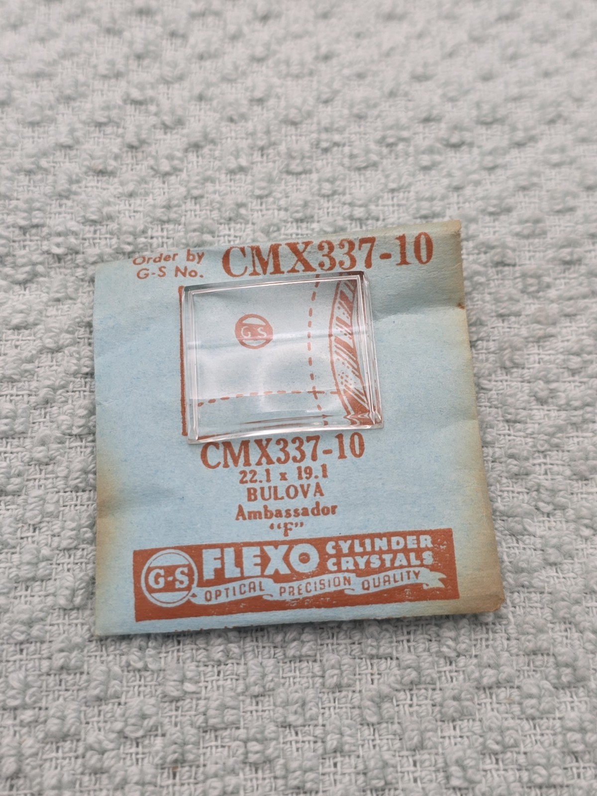 G-S Watch Crystal CMX337-10 Bulova Ambassador “F” 22.1X19.1