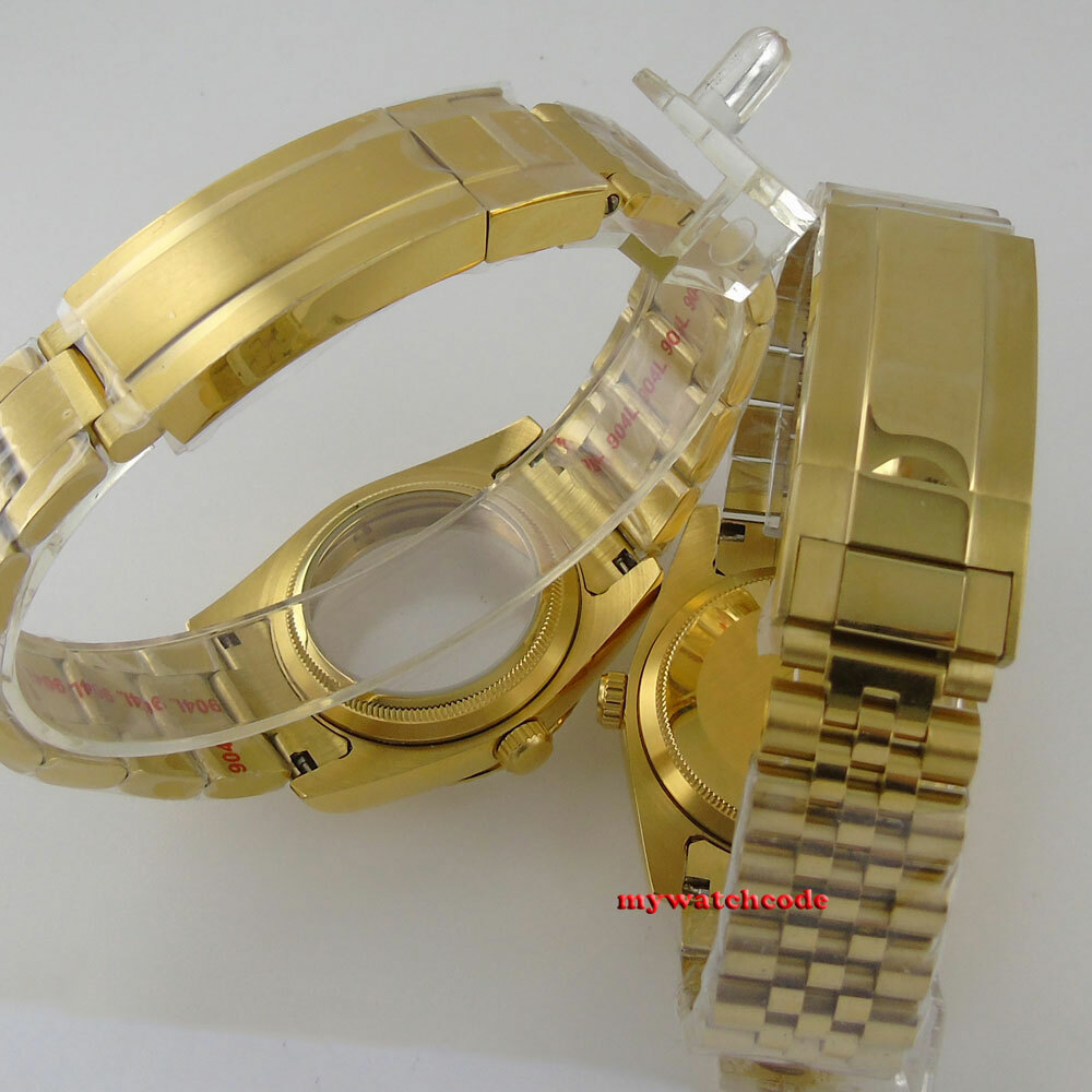 36mm 39MM sapphire glass golden Watch Case fit eta 2836 2824 8215 NH35 NH36 8215