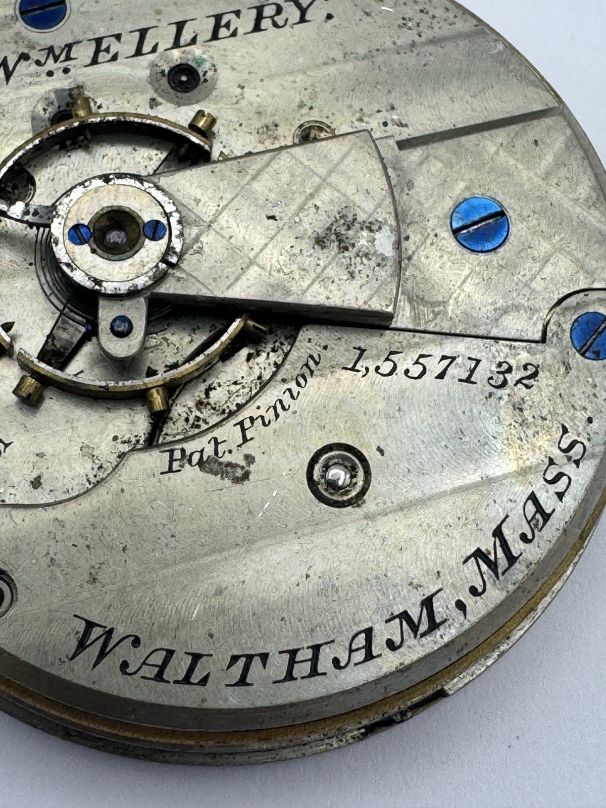 Vintage Waltham 18s 11J WM. Ellerey Model 1877 Pocket Watch Movement For Parts