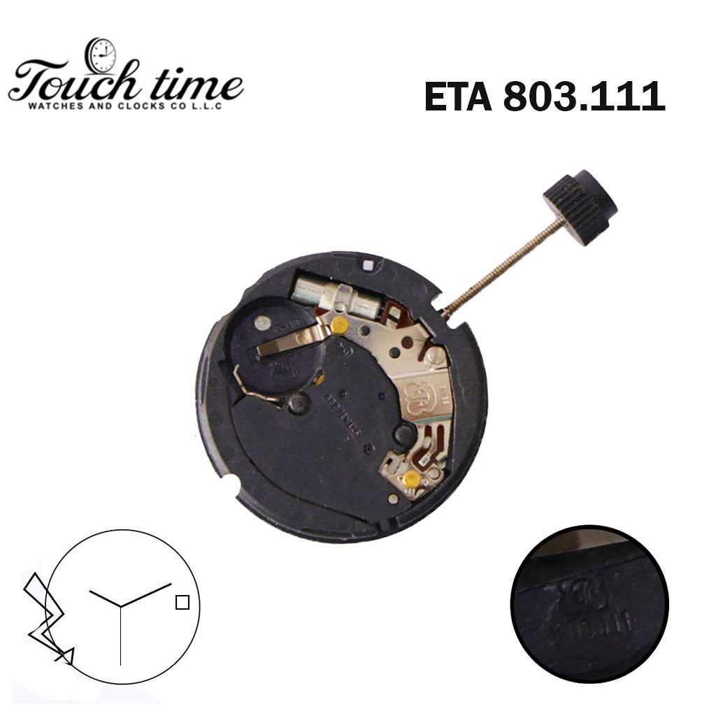ETA 803.111 Swiss Watch Movement -3 Hands-White Date Disk at 3.