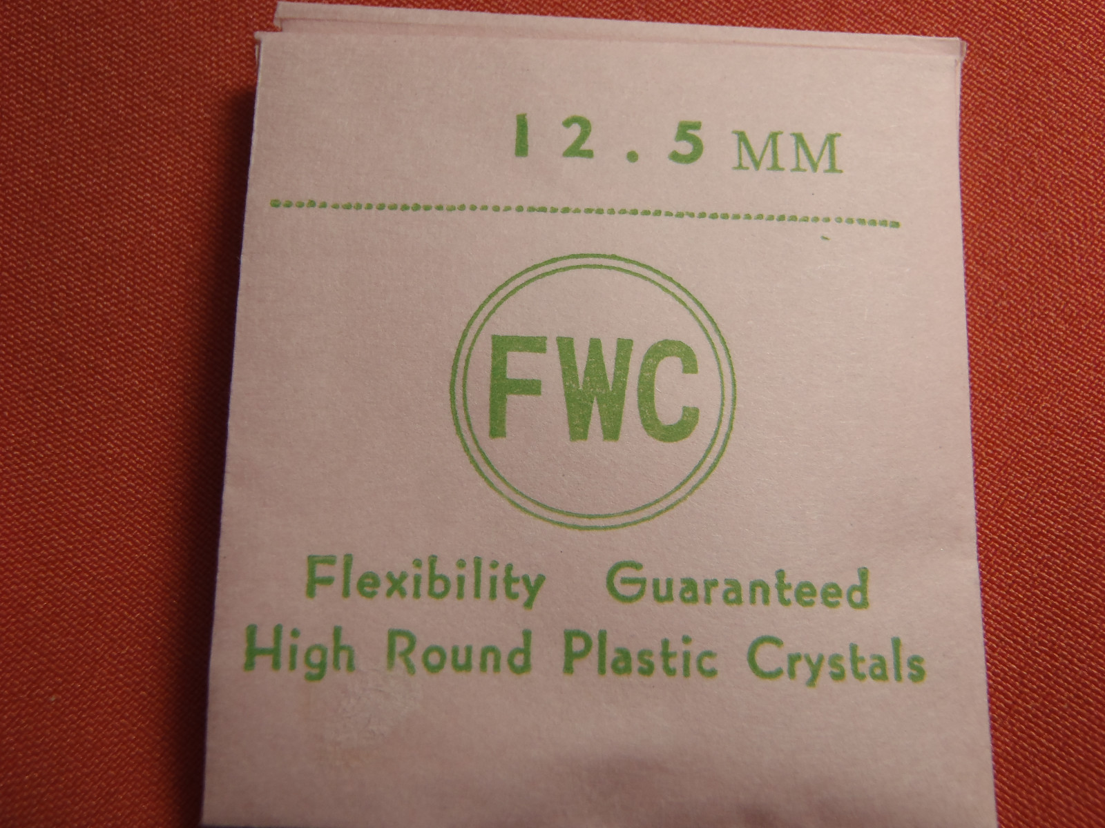 FWC HIGH ROUND Diamond Edge PLASTIC WATCH CRYSTAL 12.5 MM NOS