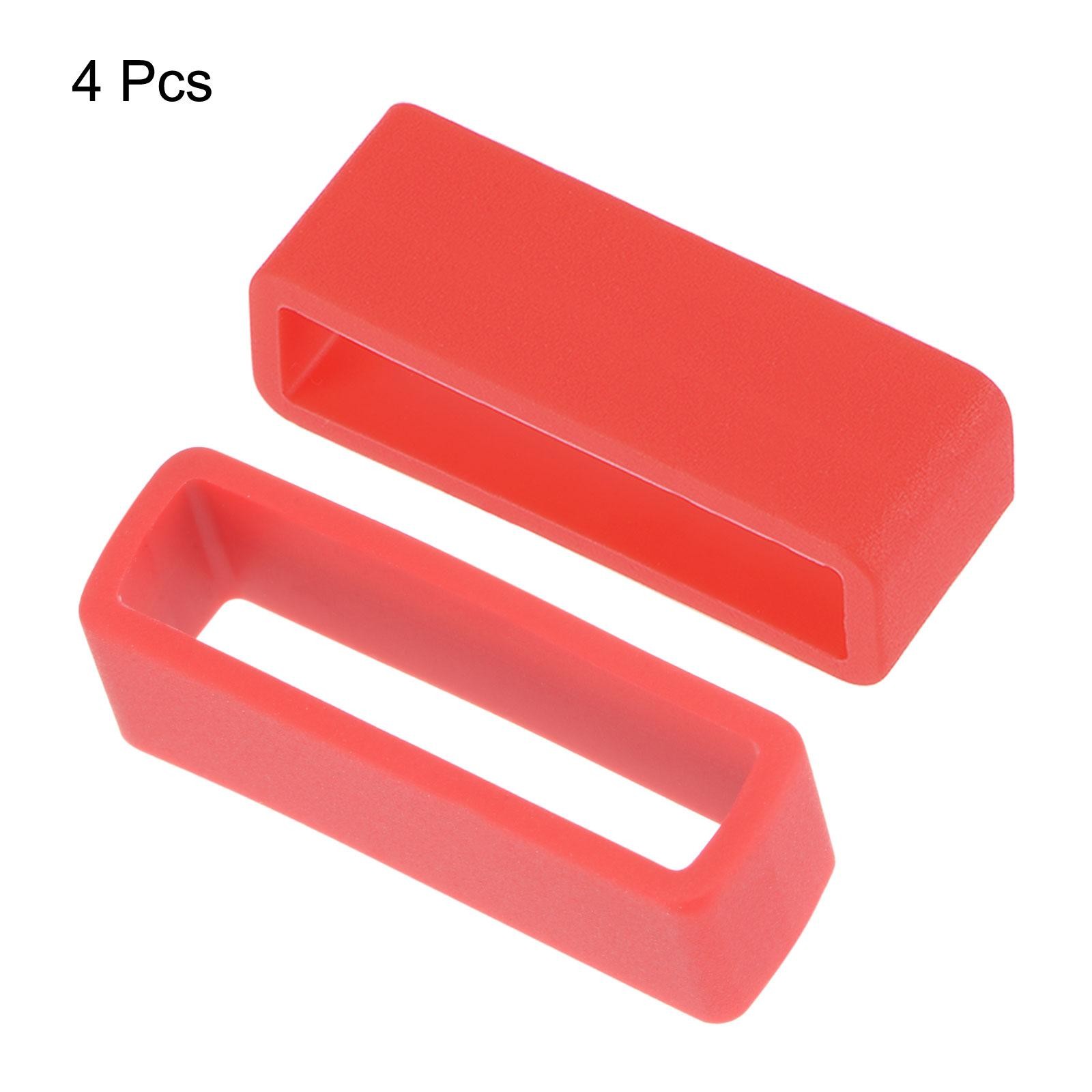 Watch Band Strap Loops Silicone for 28mm Width Watch Band, Red 4 Pcs