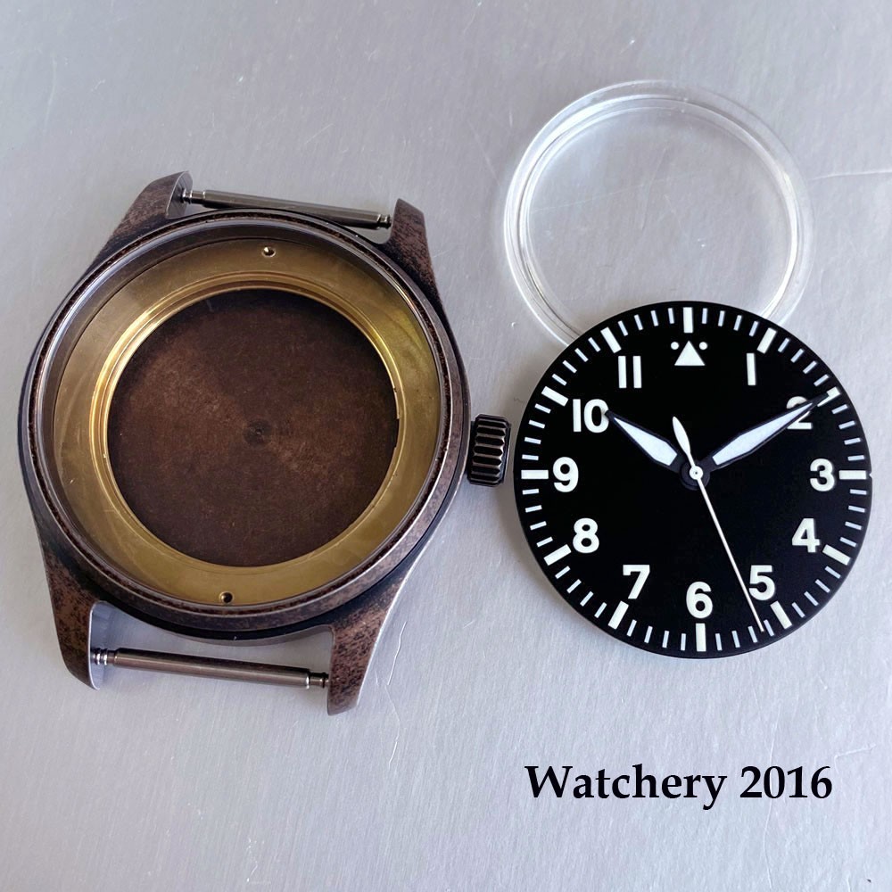Tandorio 39mm Coated Bronze Pilot Vintage Watch Case Fit NH35 PT5000 Miyota 8215