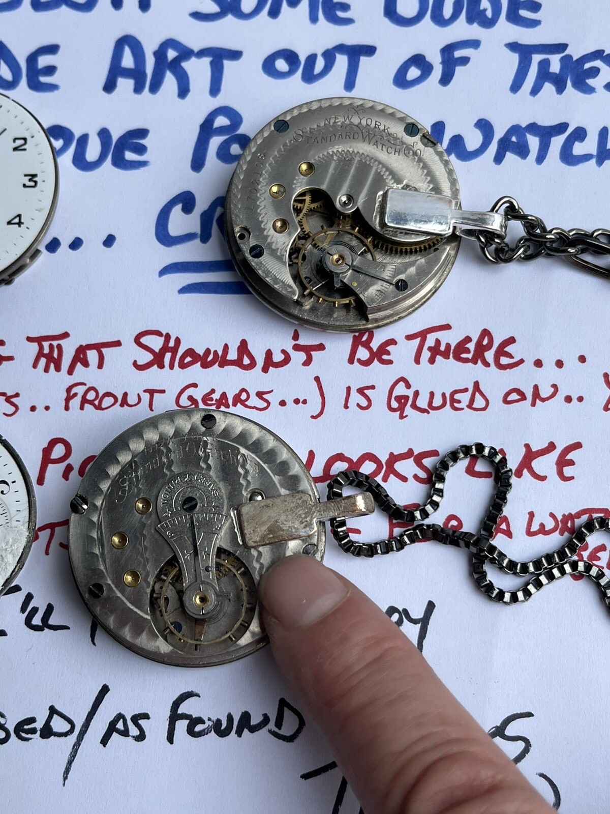 Pocket Watch Movement Lot Of 4 antique parts unusual pieces watches old