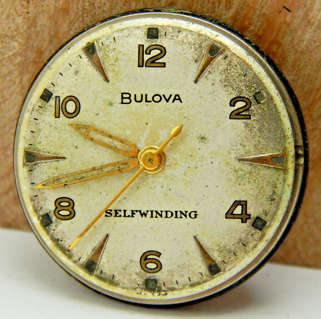 Vintage 1954 Bulova 10CSC automatic men’s wrist watch movement with dial & hands