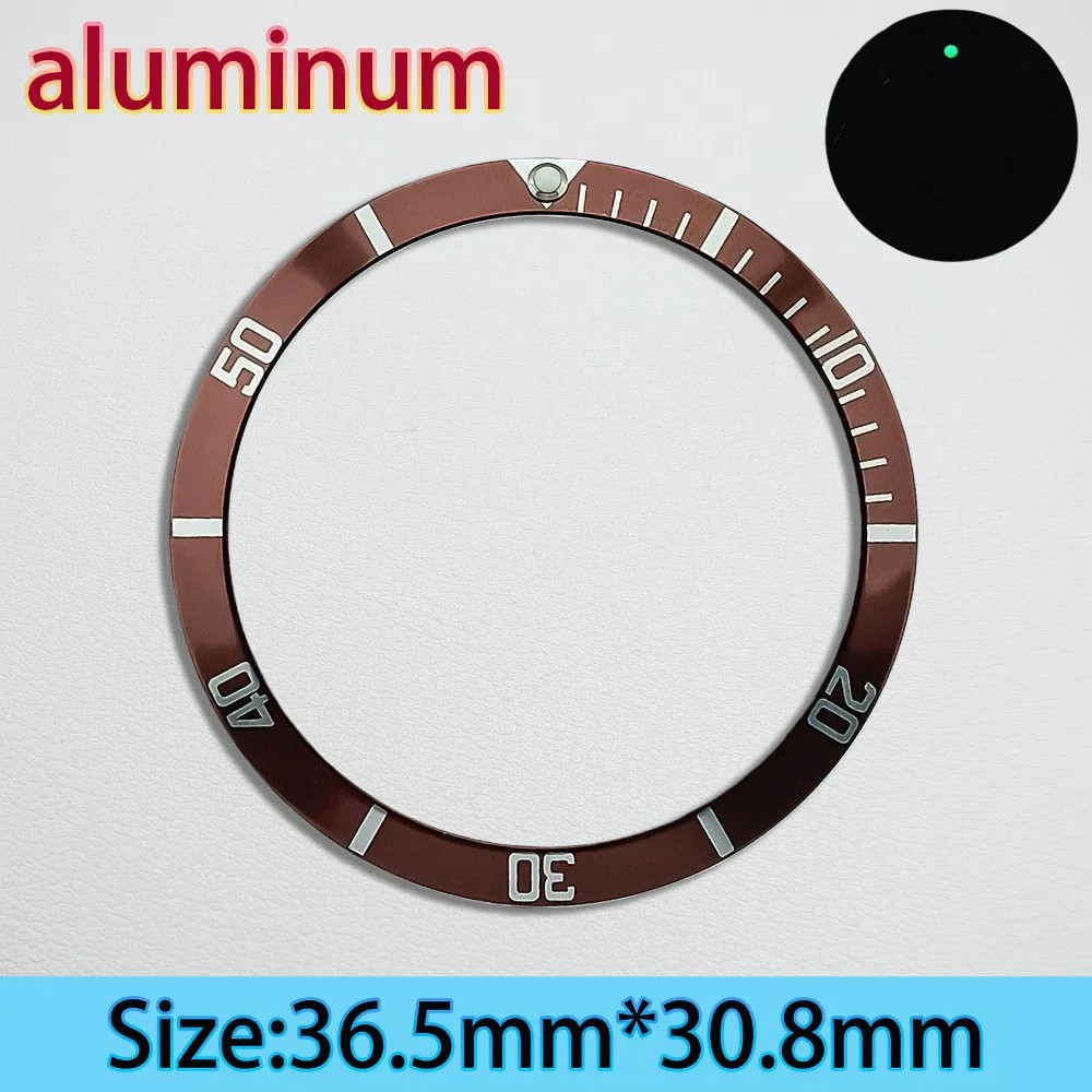 Aluminium Bezel Insert 36.5mm Green Luminous For NH35/36 Diving Ring