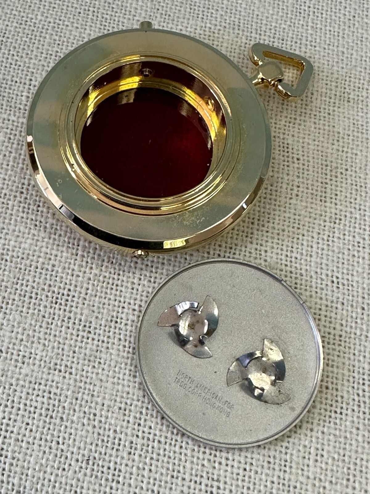 GOLD-TONE Vintage COMPU CHRON Red Led POCKET WATCH CASE New Old Stock RARE Mint