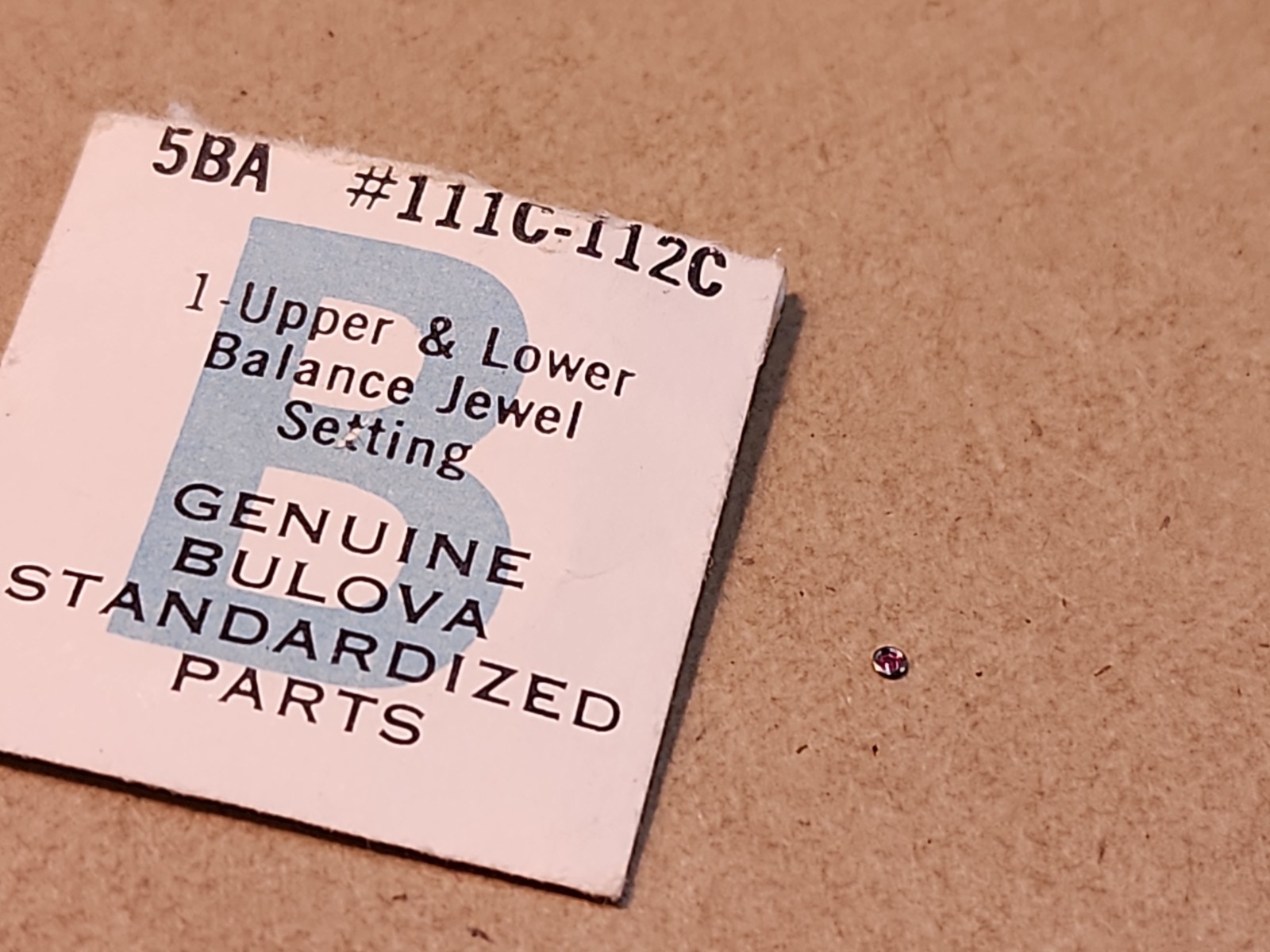 Factory NOS Bulova 5 AB P/N 111C-112C Upper/Lower Balance Jewel Setting
