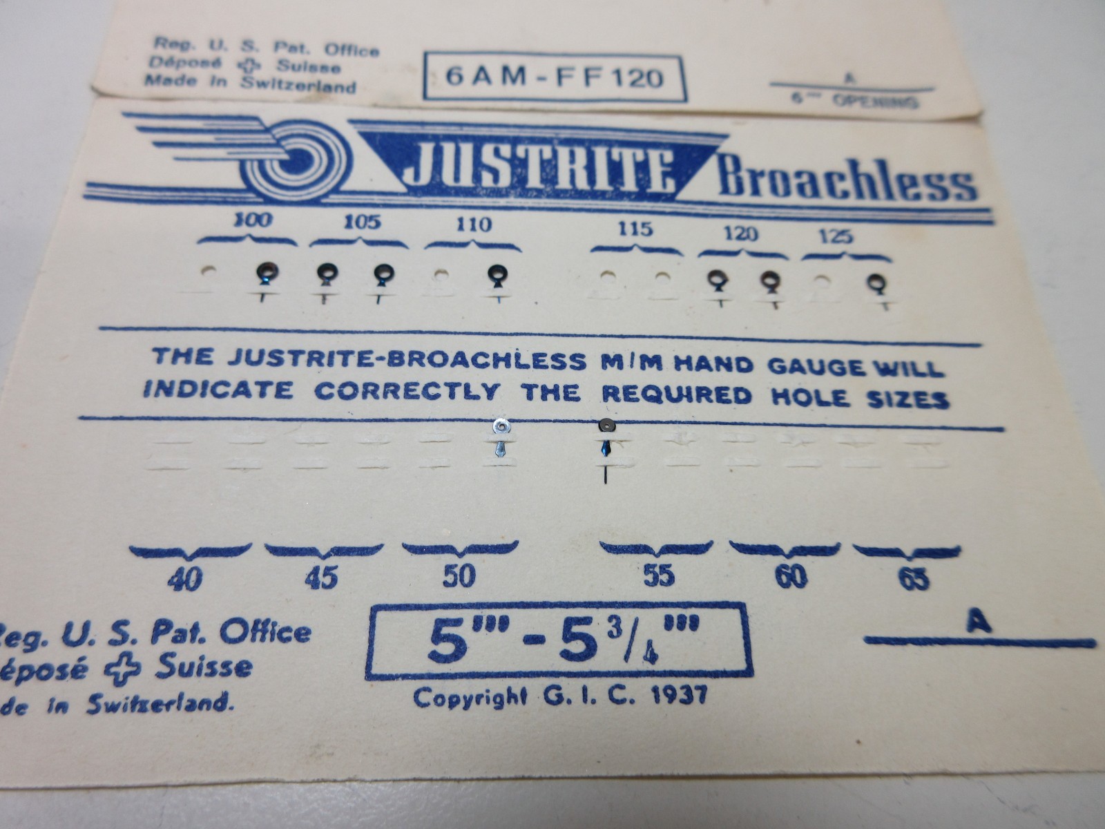 LOT JUSTRITE WATCH HANDS 5”’ 5 3/4”’ 6AM FF120 WATCHMAKER REPLACEMENT #254