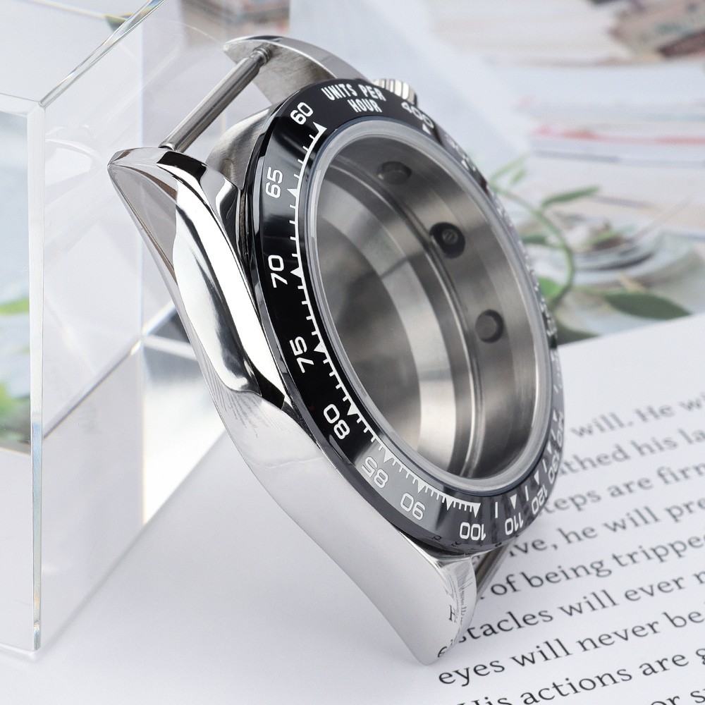 Chronograph Curved Bezel 39mm Diver Watch Case Sapphire For Seiko VK63 Movement