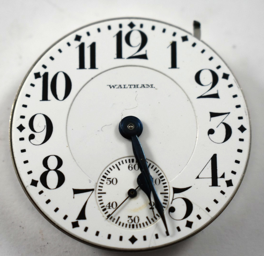 Vintage Waltham Crescent St 16s 21J RR Pocket Watch Movement lot.we