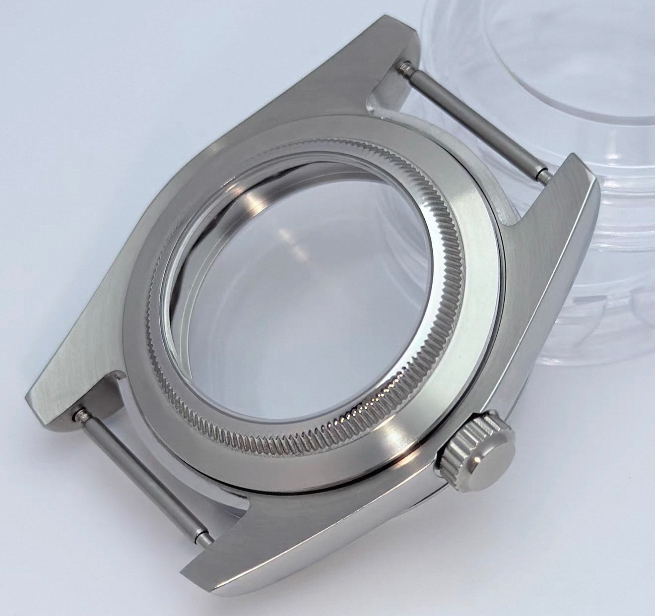 36mm Sapphire Glass Date 316L Watch Case Fluted Bezel For NH35/36 Transparent