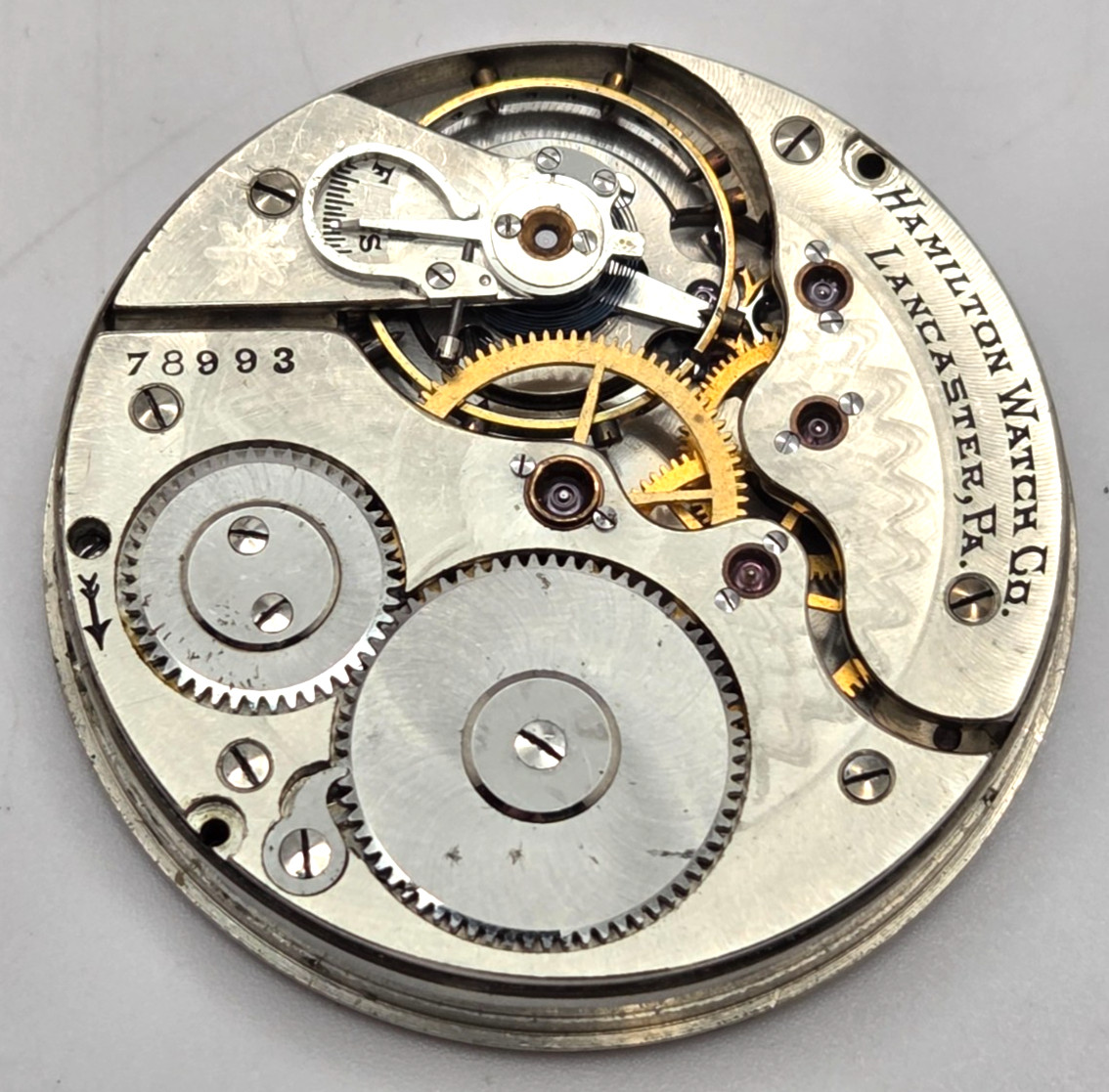 Rare Pocket Watch Movement – Hamilton Grade 976 for private label 16 jewels