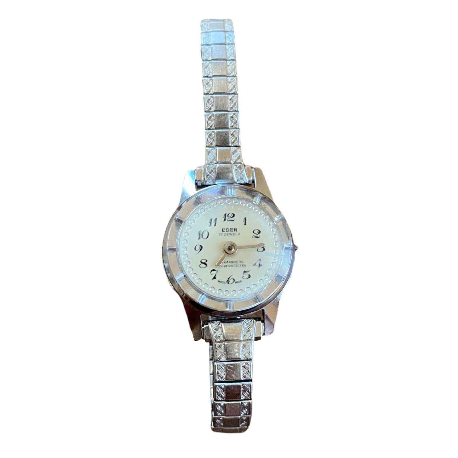 VTG Eden Watch Repairs Parts Watchmaker Swiss Made 17 Jewels W Speidel Wristband