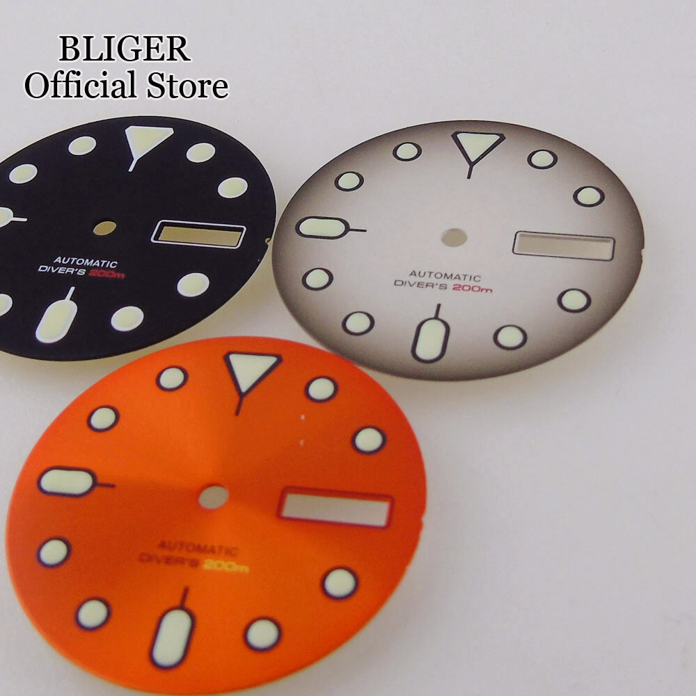 29mm Mod Watch Dial Black Gray Orange Fit NH36 Movement for 3H 3.8H 4.1H o’clock