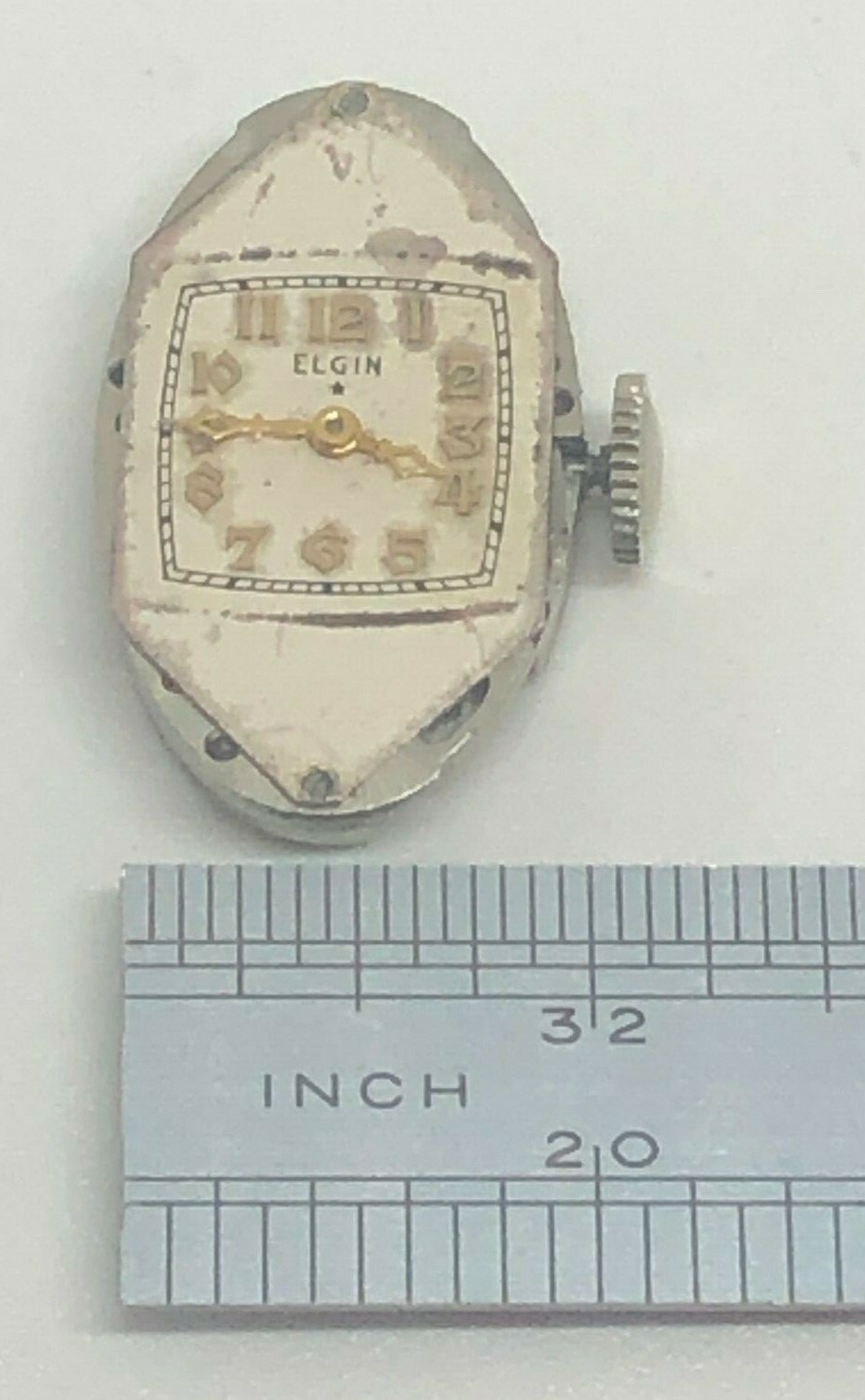 Elgin Movement 17 Jewels White Dial Gold Markers Gold Hands Original Steel Crown