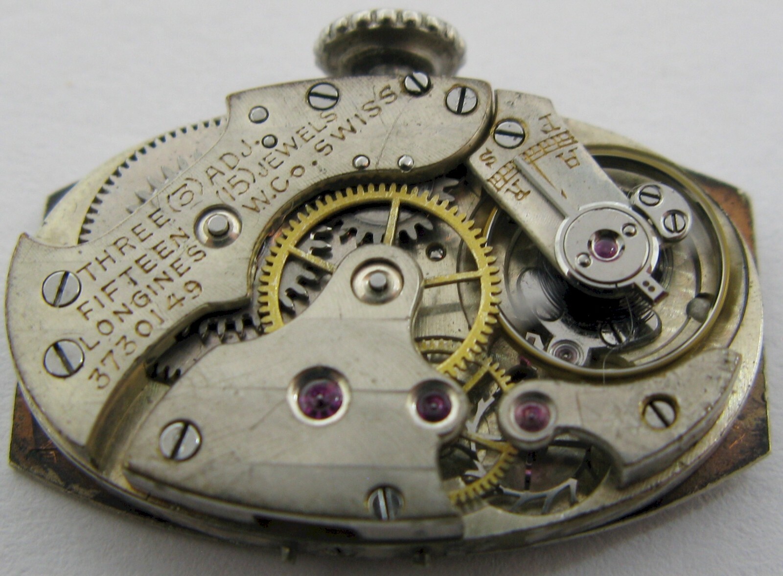 early Longines oval Watch Movement 15 jewels 3 adj. for parts … J.E. Caldwell