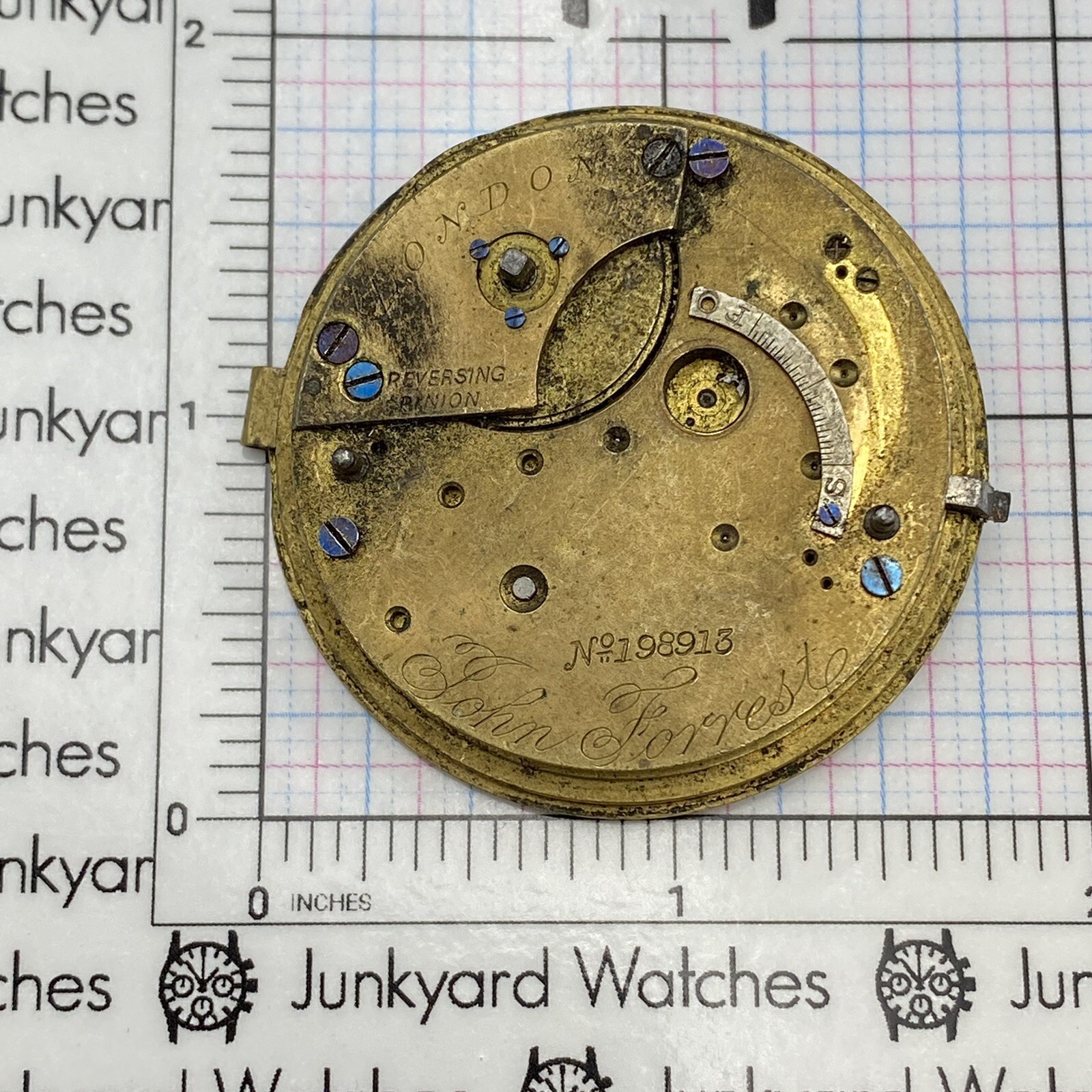 Vintage John Forrest Pocket Watch Movement Repairs Parts Spares London 198913