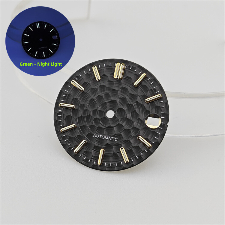 NH35 Dial 28.5mm Honeycomb Dial Gold/rosestuds Green Lume Fit NH35-NH36 Movement