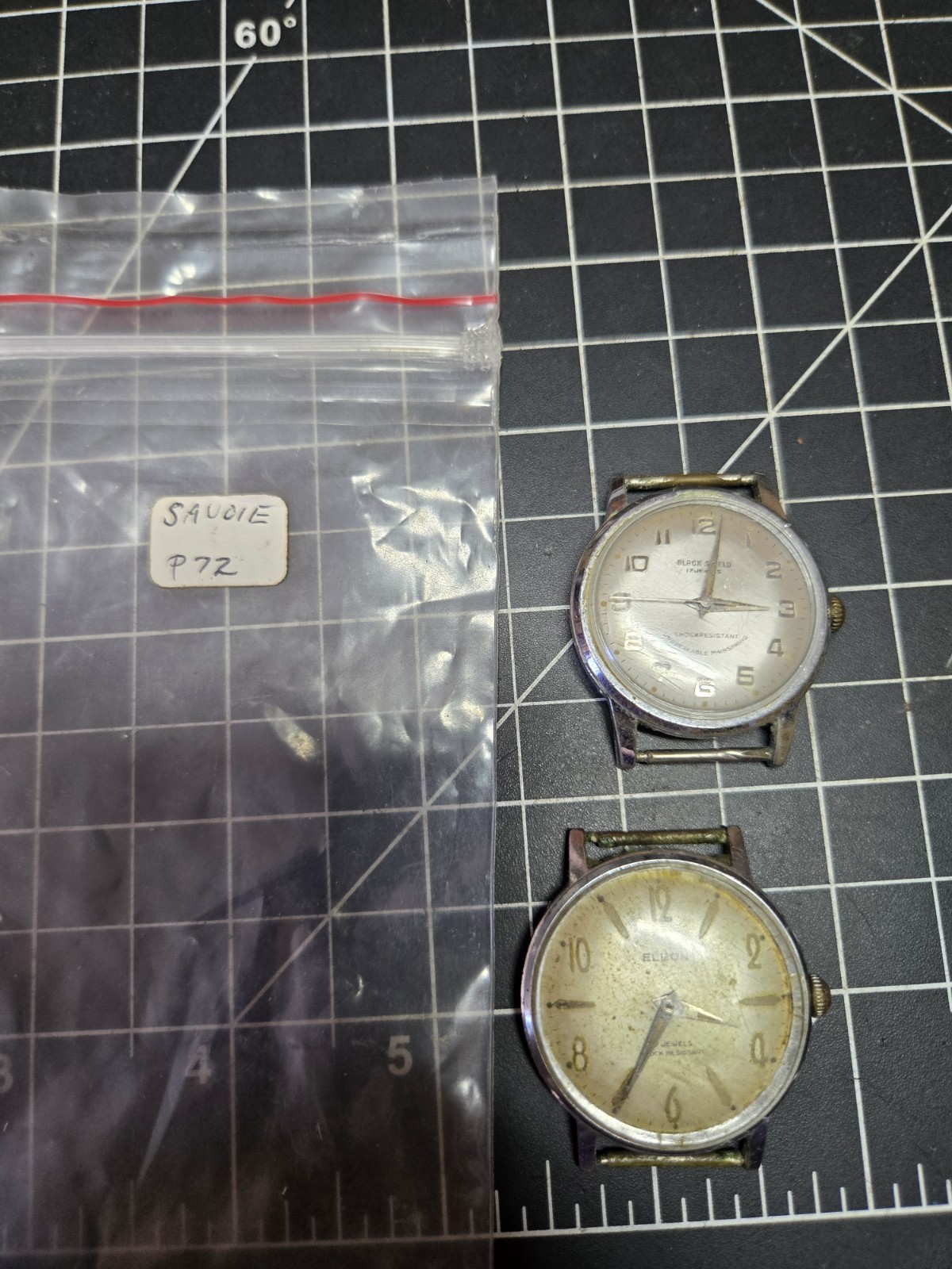 vintage elbon black shield watch utc 27 movement parts watchmaker
