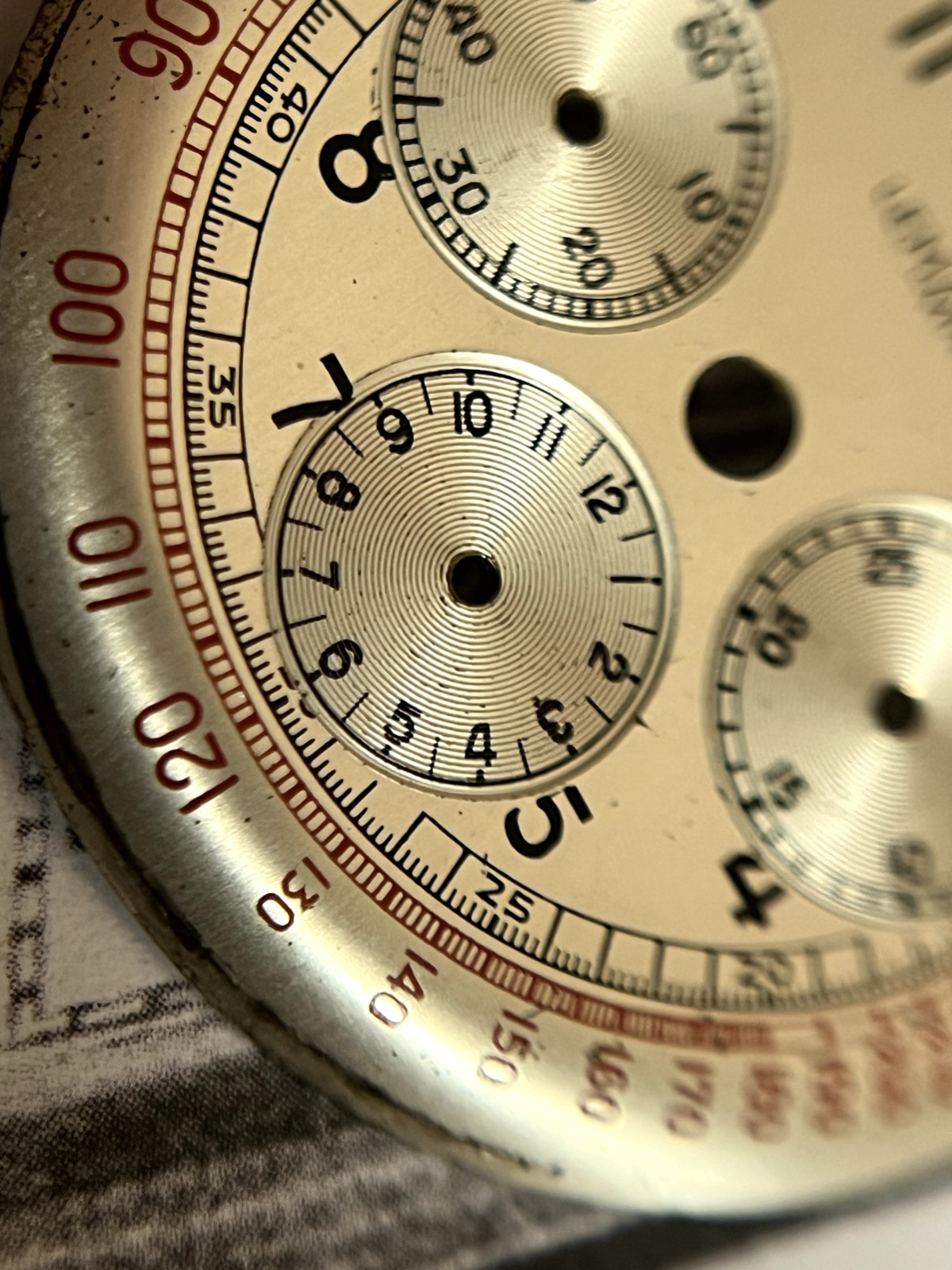 Lemania dial chronograph CH27-C12 Omega 321 three register genuine vintage