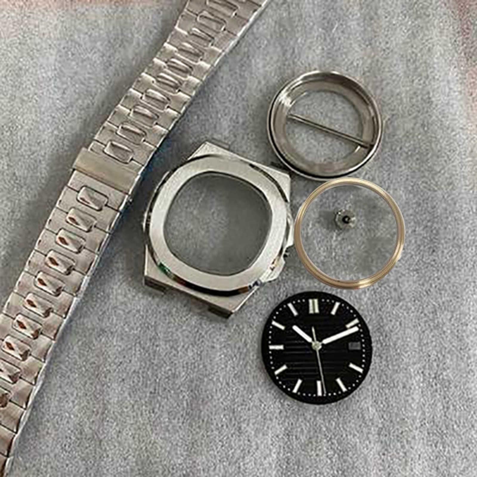 Watch Case + Strap + Dial + Hands 41mm Sapphire Glass for NH35/36 Watch Movement