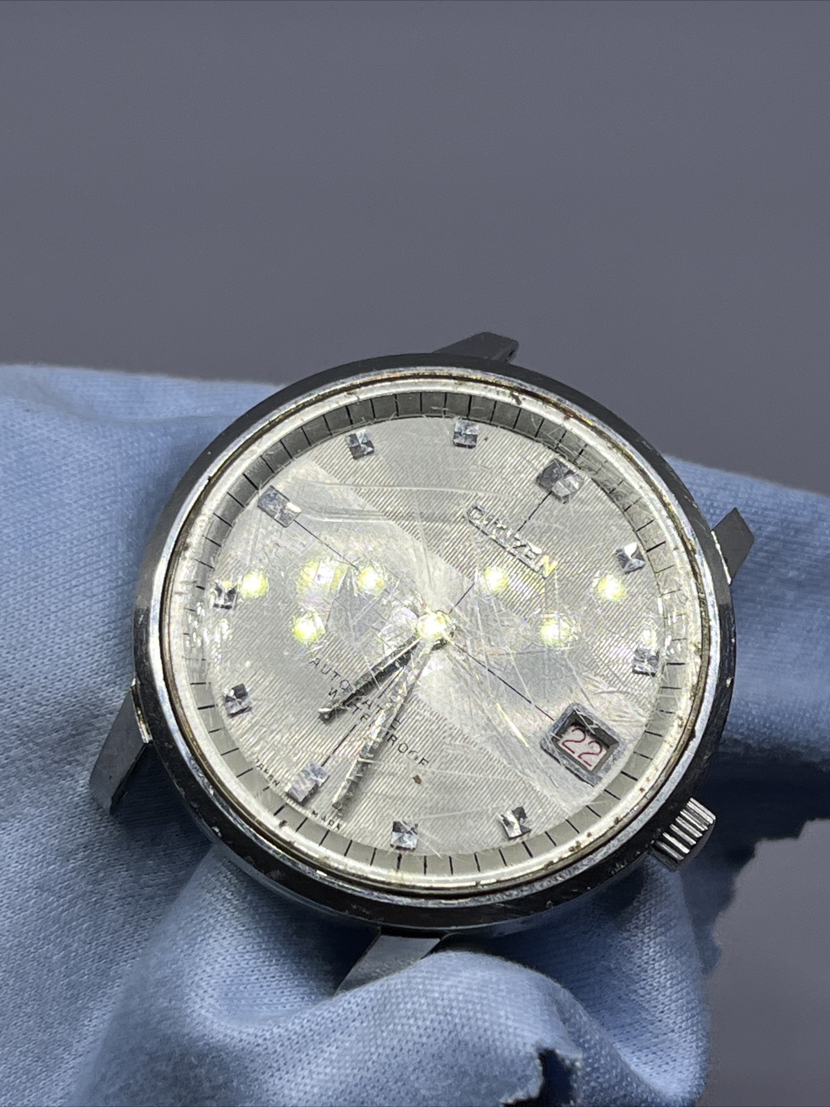 Vintage Gents Citizen Auto Date 2nd Hand Stainless Steel Wrist Watch 21 Jewels