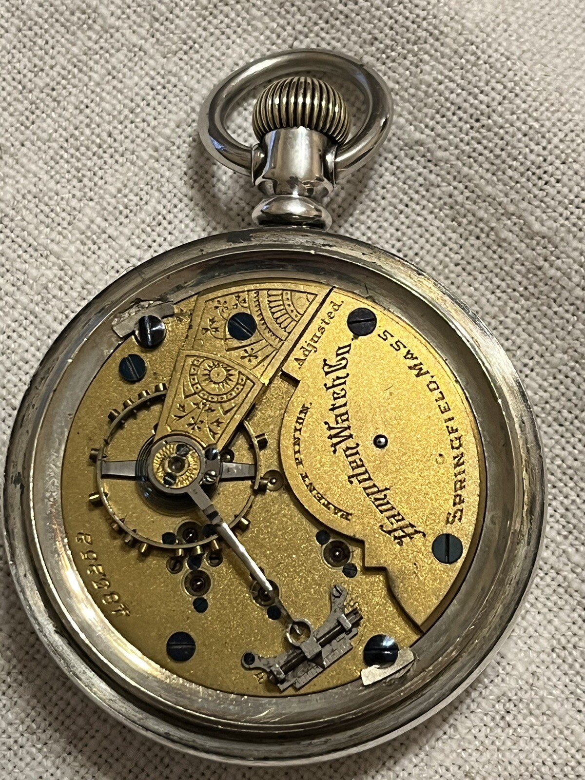 1887 18s Hampden 15J Adjusted Pocket Watch FAHYS COIN SILVER CASE 5.6OZ repair