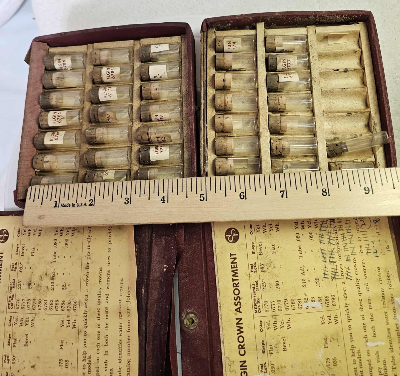 2 Box-Watch Parts Tube/vials ONLY Watch Screw Elgin Crown Assortment- Empty-READ
