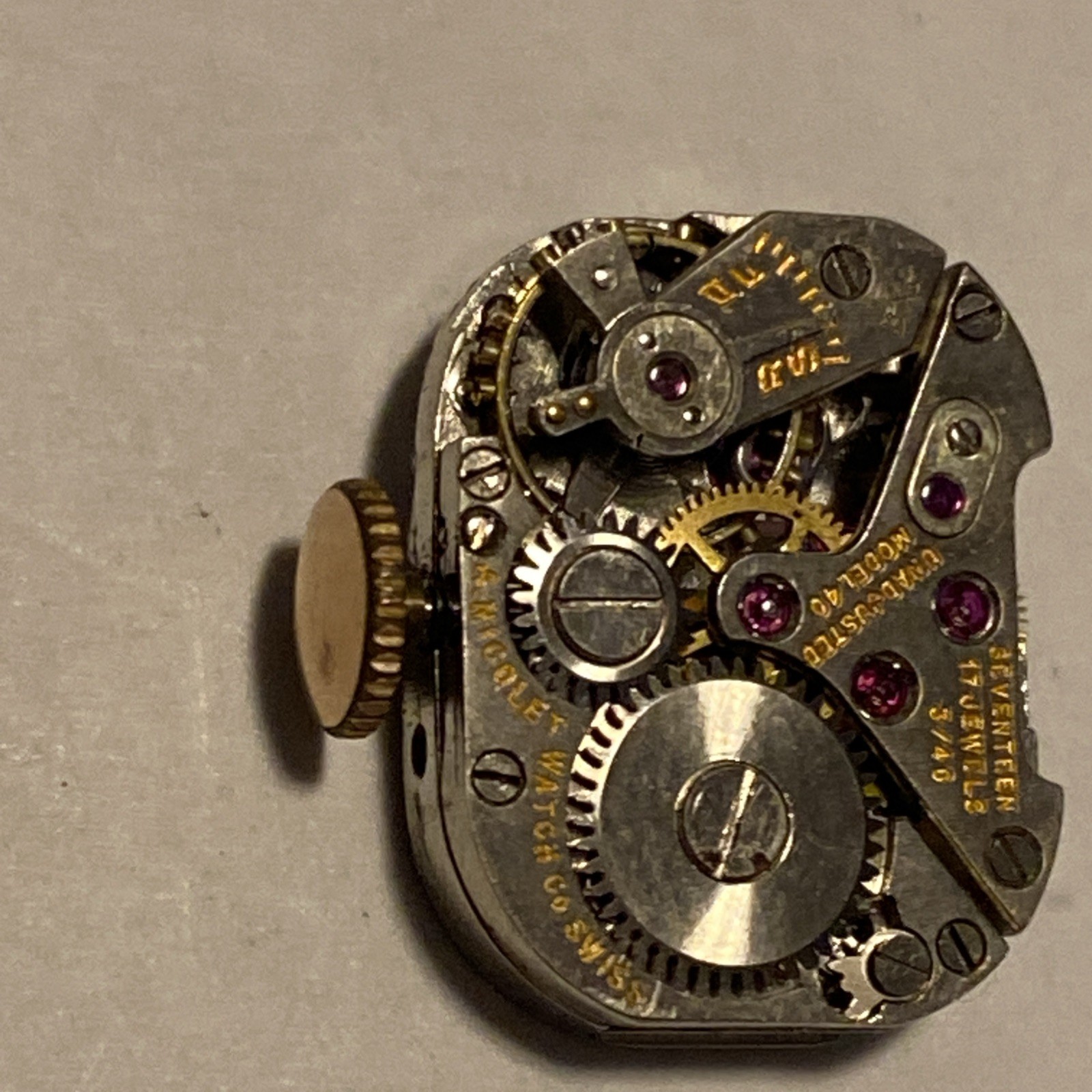 A.Nicolet Movement 17 Jewel Parts/Repair AS 976 3/48 Mod. 40