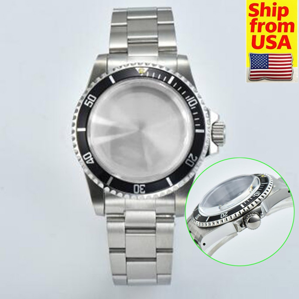 For NH35/NH36 Movement 39.5mm Metal Stainless Steel Watch Case + Watch Strap