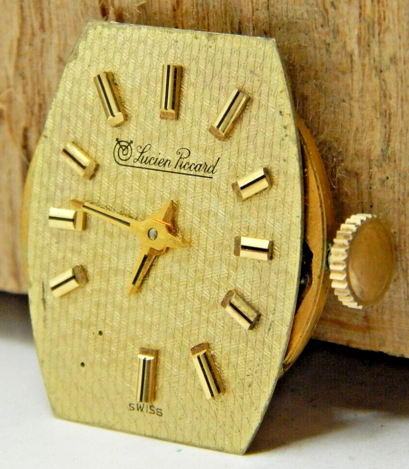 Vintage Lucien Piccard LP48B 17 jewel gilded men’s wrist watch movement w/ dial