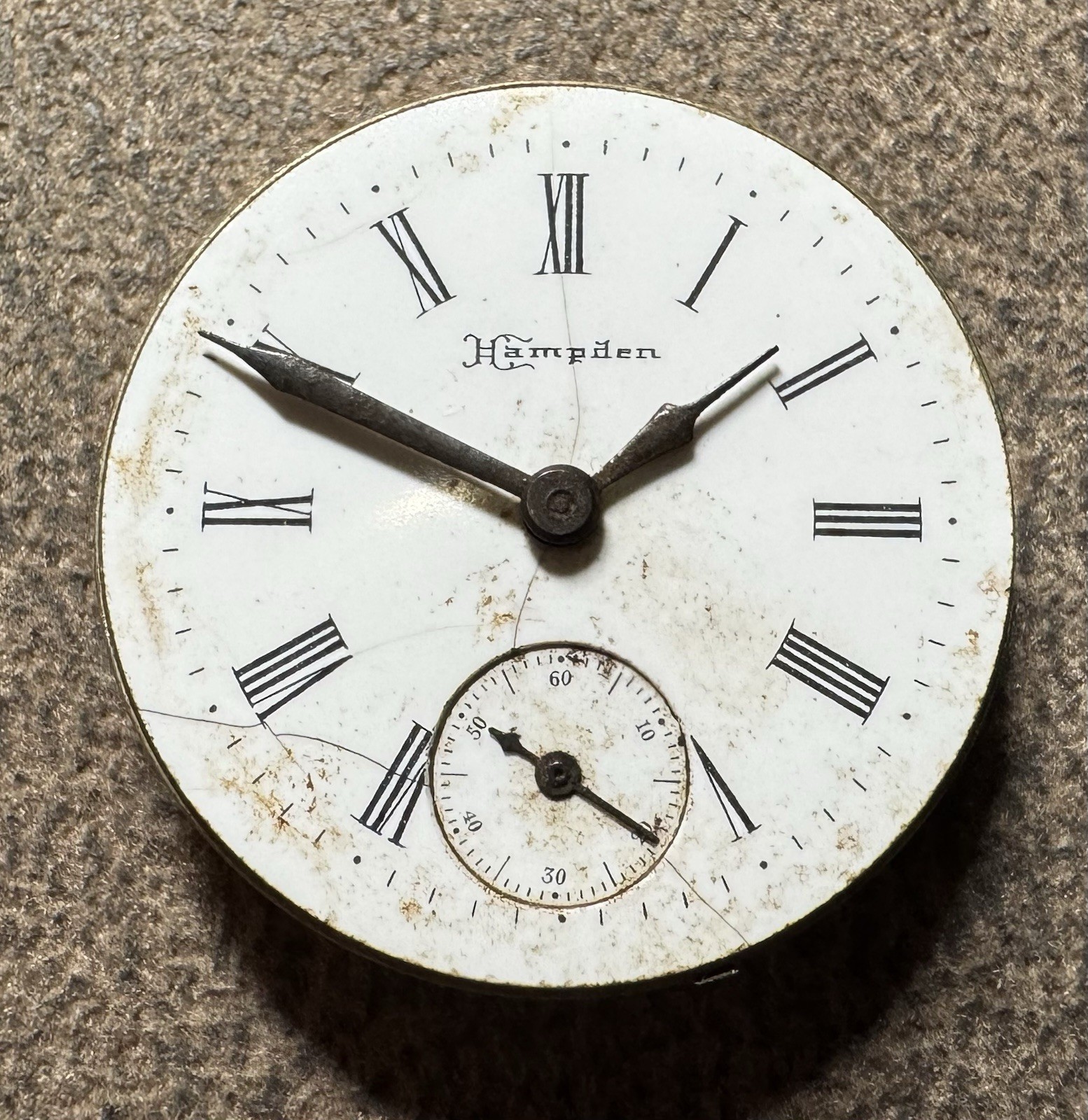 1897 HAMPDEN 3/0S 15J GRADE 400AA PW LS WATCH MOVEMENT & DIAL