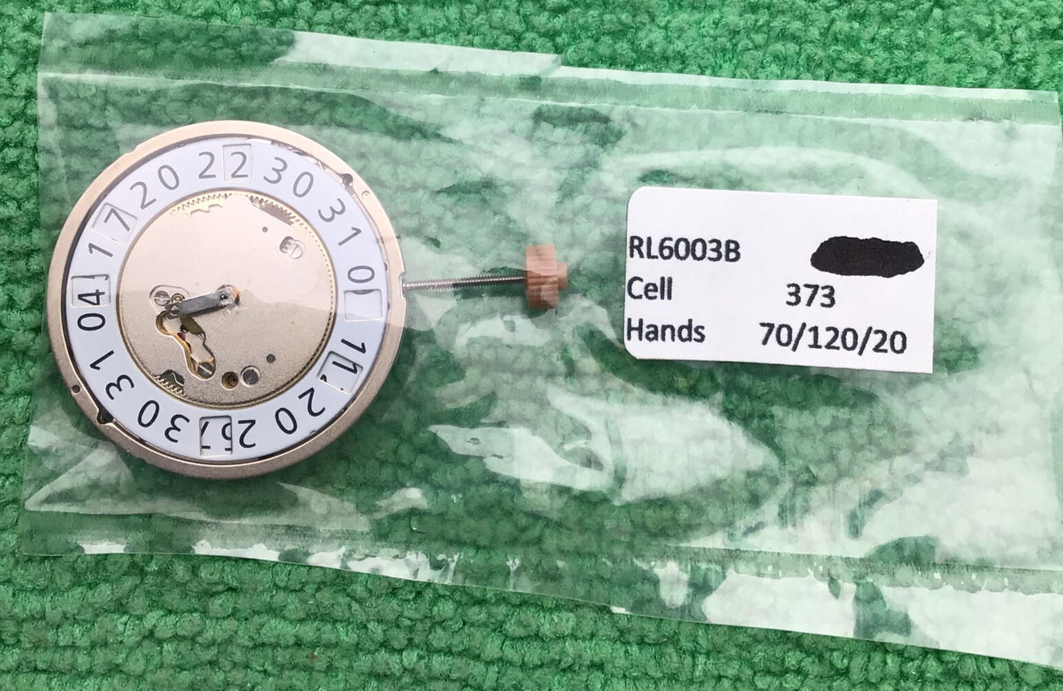 NEW Ronda RL 6003B Quartz Movement, 3 Hand, Date AT 12 SS