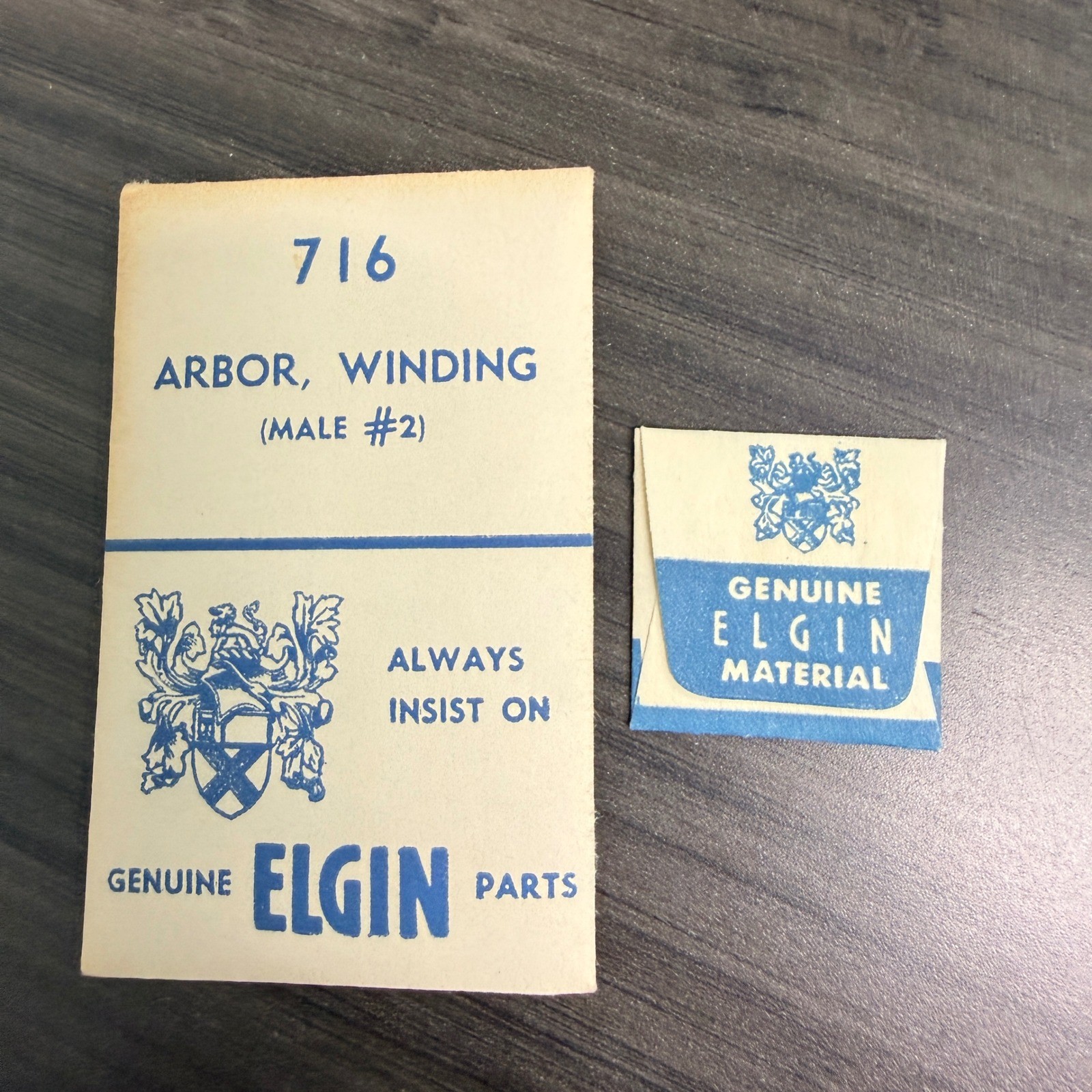 Elgin Winding Arbor Male 716 OS Cream Blue Genuine Vintage Watch Repair Part
