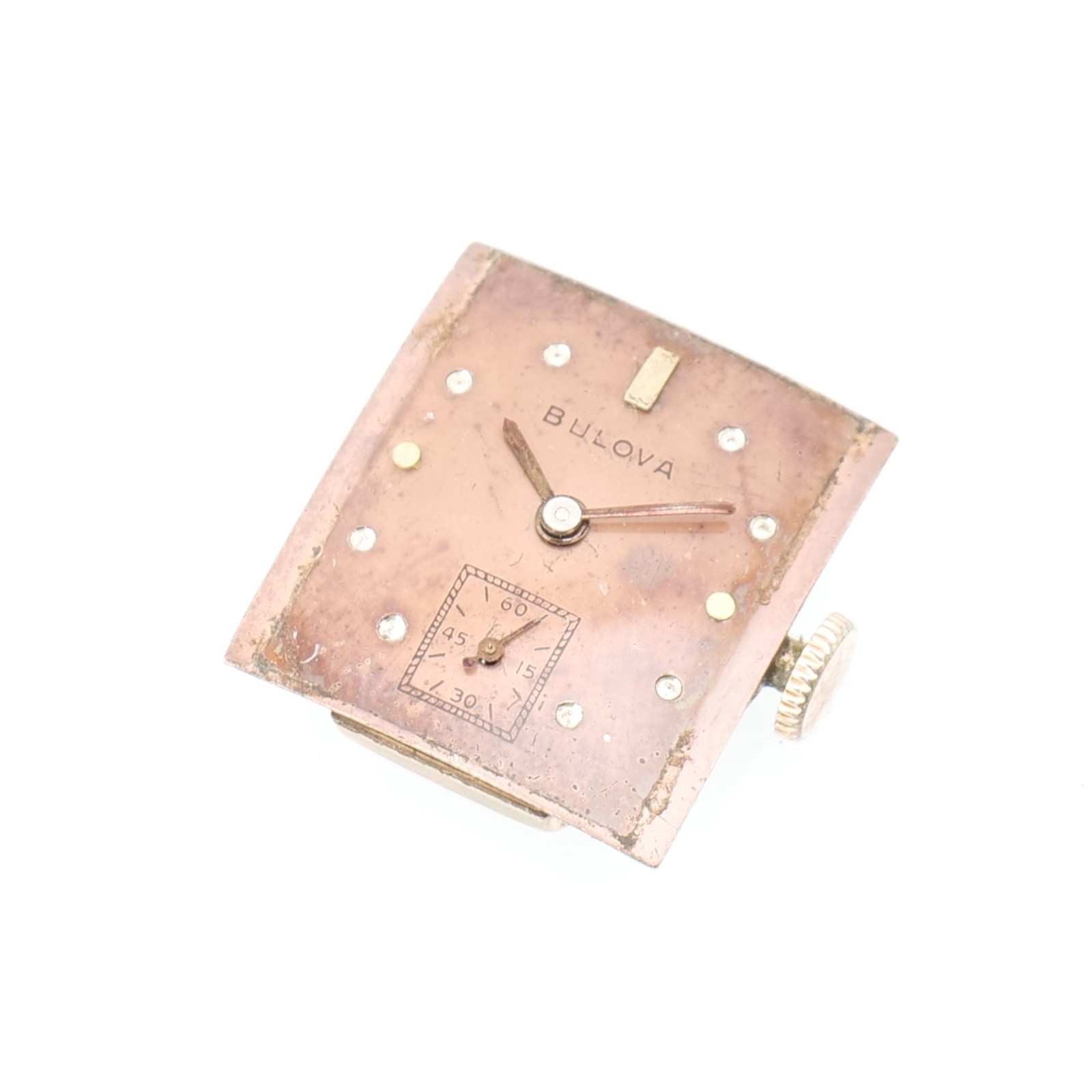 Bulova 8AE 17 Jewel Movement and Dial. Non Running. For Parts or Repair.