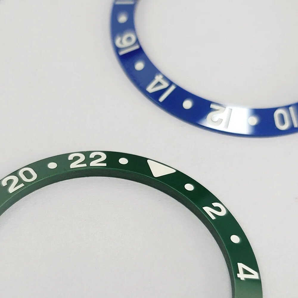 37.5mm Beveled Ceramic Bezel Insert GMT Green Lume for RLX GMT Mechanical Watch