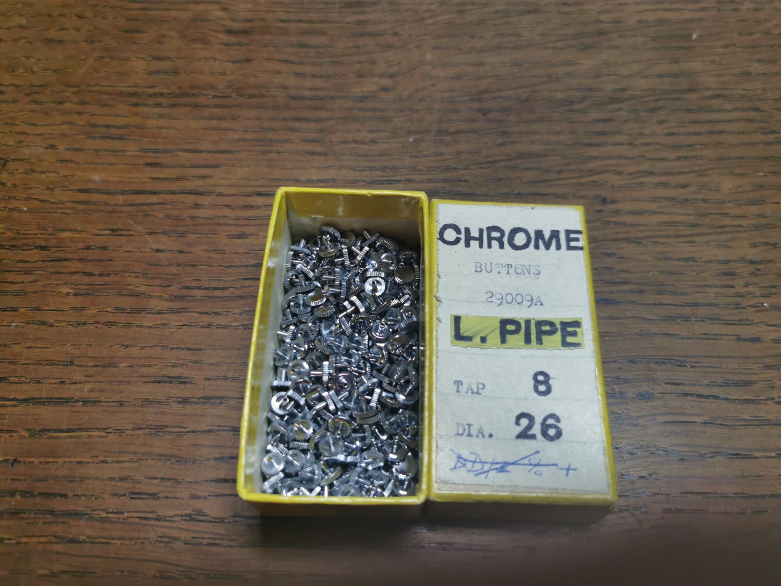 Watch crowns, Chrome Buttons, Long Pipe New Old Stock Parts, Tap 8 #R370