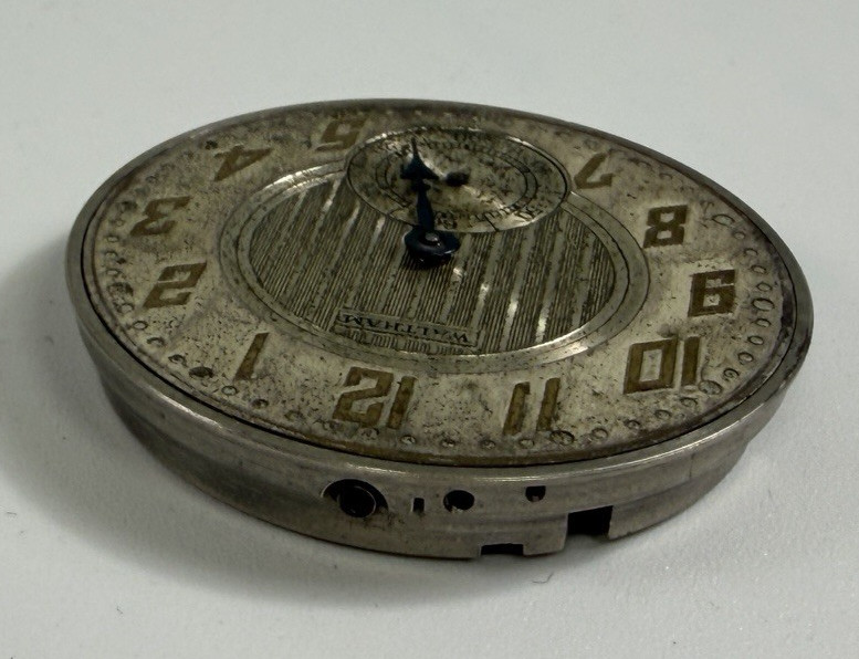 Vintage 1928 Waltham 15 Jewel Pocket Watch Movement Art Deco Dial Parts