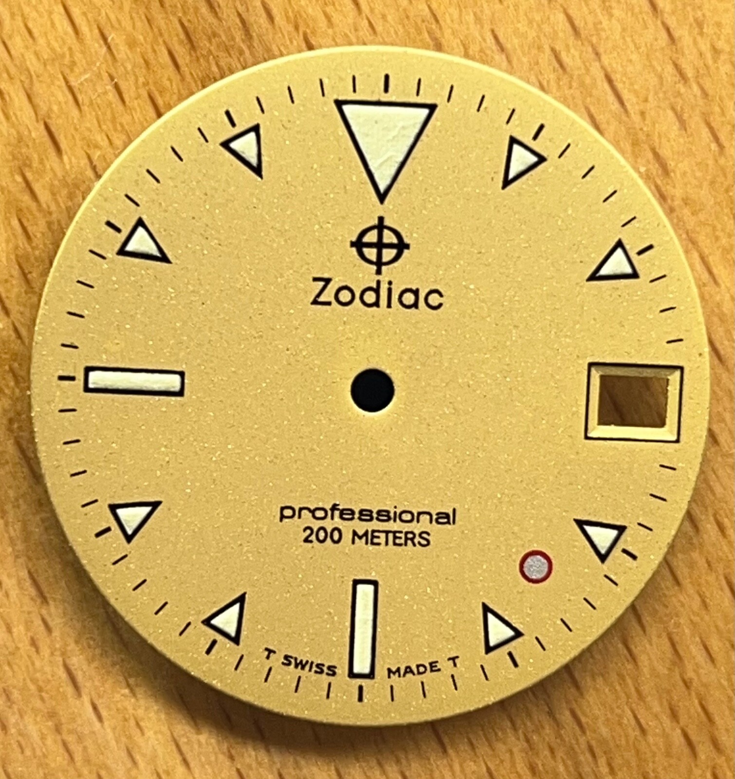Zodiac Gold Dial Professional 200 Meters 26.5mm Swiss Date at 3 Night glow #D54
