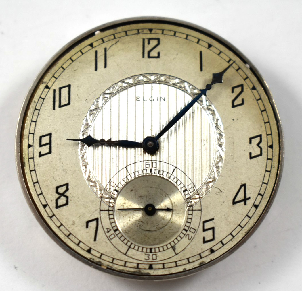 Vintage Elgin Grade 345 12s 17J OF Pocket Watch Movement lot.wq