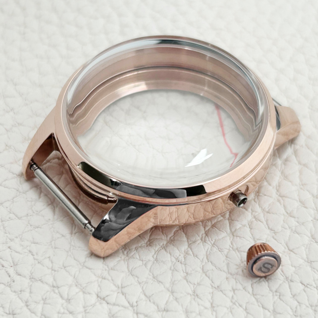 33MM Cocktails Rose Gold Steel Watch Case Fit NH35 7S26 NH38 Movement Arch Glass