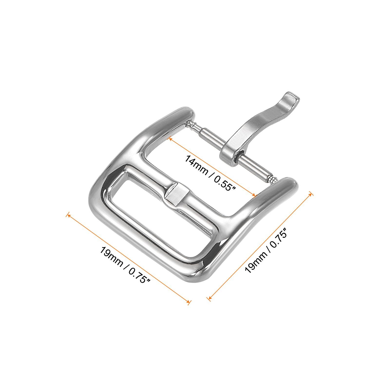 Watch SUS304 2 Pcs Silver Tone Buckle for 14mm Watch Bands with 4Pcs Spring Bar