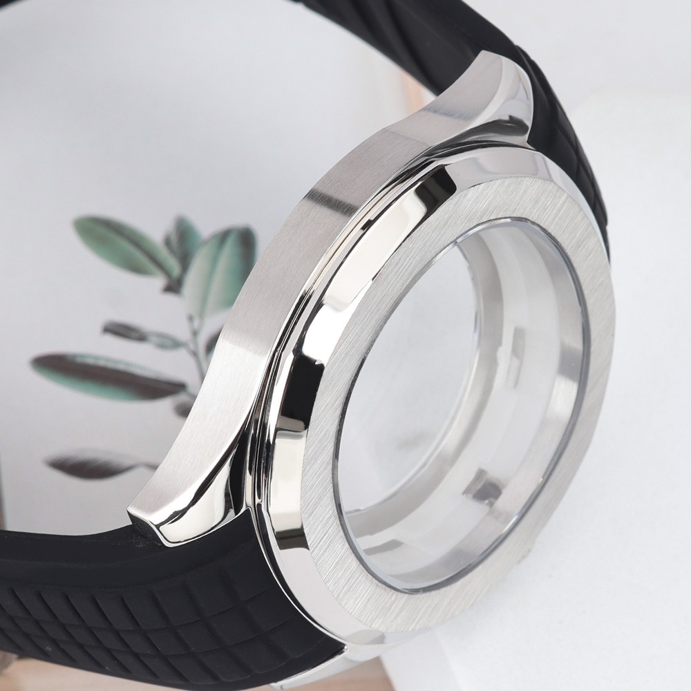 FEIYASHI NH35 Watch Case Classic Silver 45mm+Soft Strap For Seiko NH35 Movement