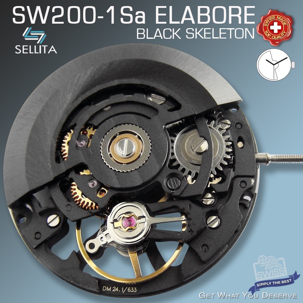 MOVEMENT AUTOMATIC SELLITA SW200-1 Sa, ELABORE, BLACK, SKELETON BEAUTY